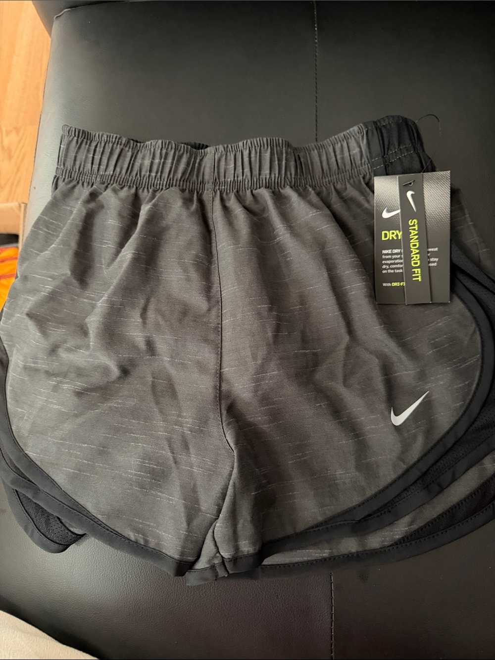 Nike Women's Black Athletic Dri-FIT Shorts with White Swoosh